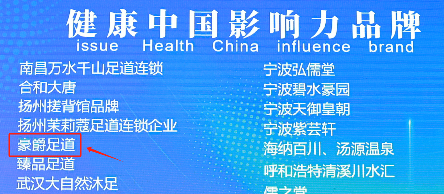 热烈祝贺豪爵足道荣获【健康中国影响力品牌】 热烈祝贺豪爵足道荣获【健康中国影响力品牌】